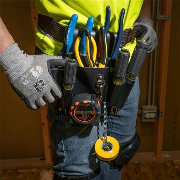 Klein Tools 5178 Pocket Tool Pouch, Leather, Tunnel Loop Belt Connection, Black - Picture 4 of 6